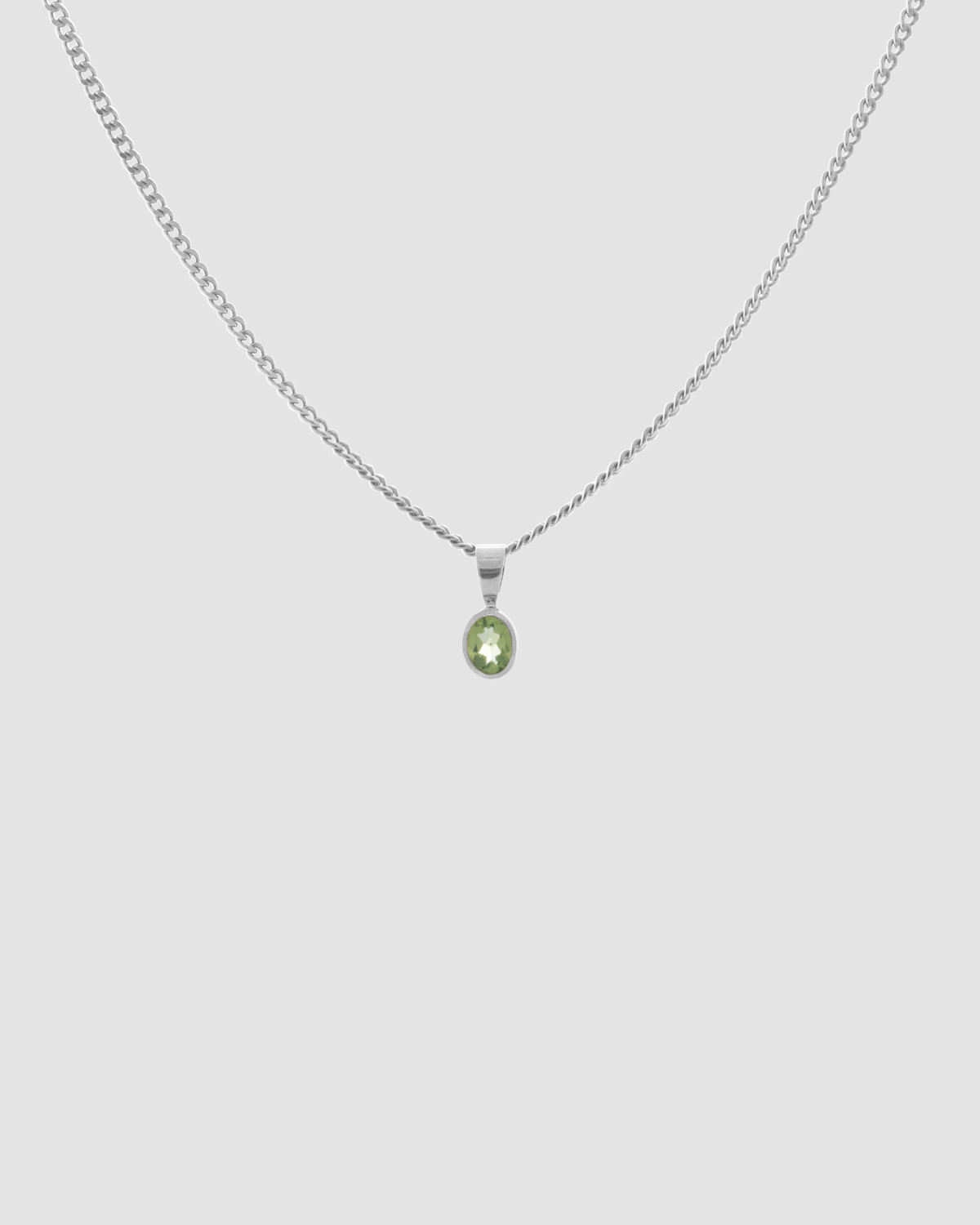 material:silver; add-on:mini-chain-necklace; add-on:peridot-add-on;