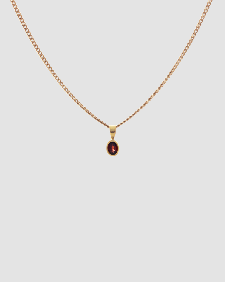 material:gold; add-on:mini-chain-necklace; add-on:garnet-add-on;